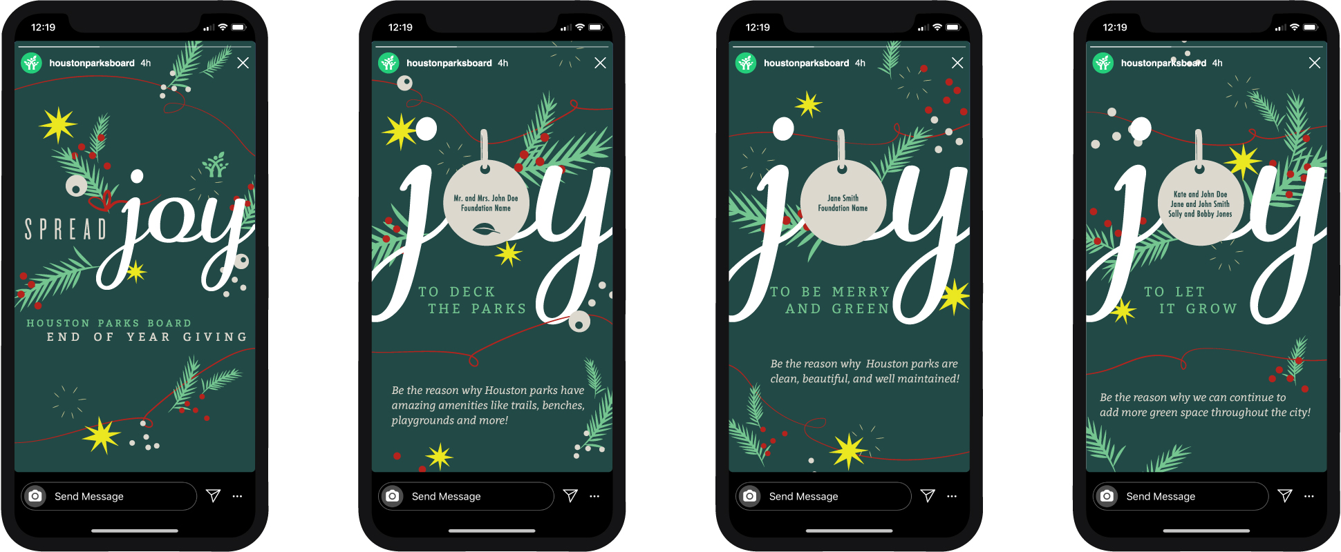 Houston Parks Board End of Year Giving Instagram Stories