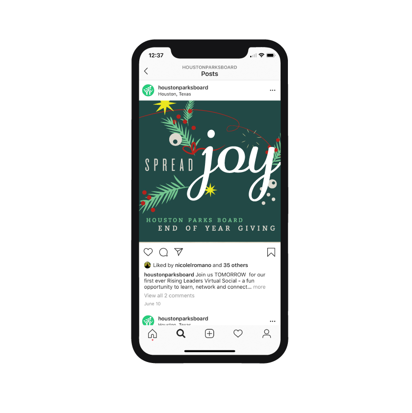 Houston Parks Board End of Year Giving Instagram